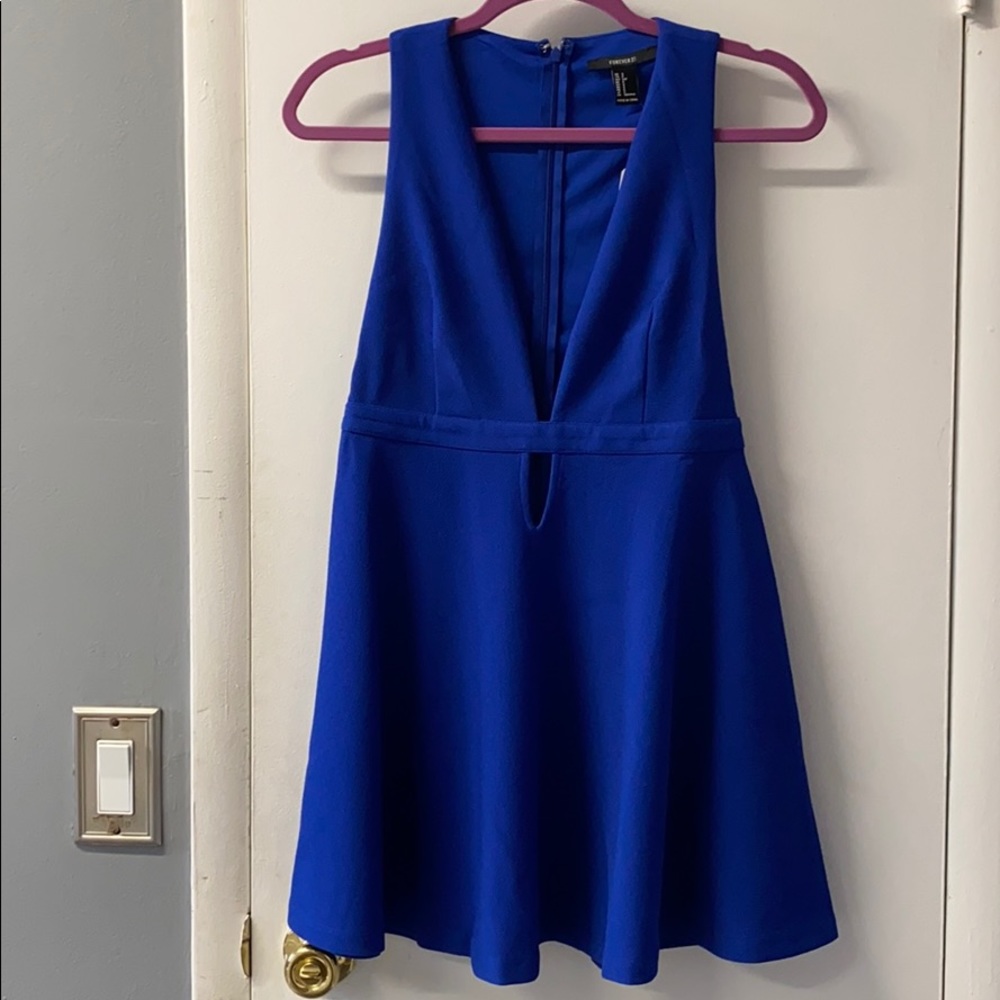 2 for $10 Forever 21 royal blue plunge front open back dress